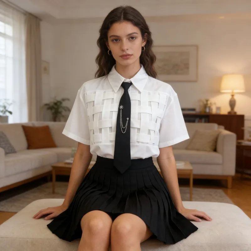 

Женская рубашка E-BAIHUI белого цвета, с отложным воротником, на пуговицах, однотонная, с коротким рукавом, летняя, повседневная, удобная, женская блузка