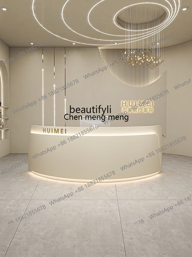 Simple Beauty Salon Bar Curved Semicircle Nail Salon Clothing Store Cashier Art Dance Reception Reception Table