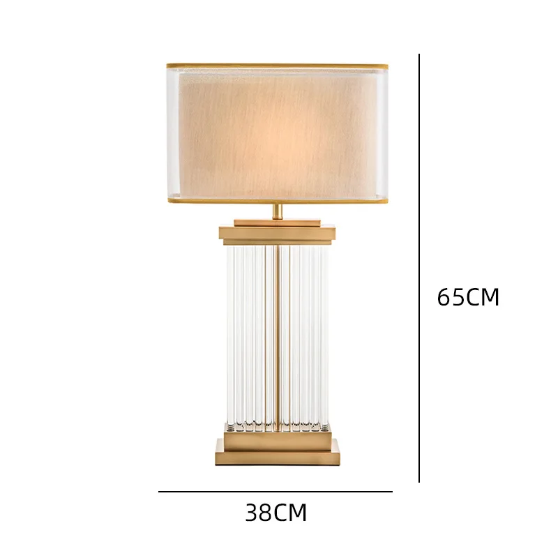 

High Quality Design Indoor Decorative Desk Light 2 Layer Fabric Shade Metal Glass Body Led Table Lamp for Living Room