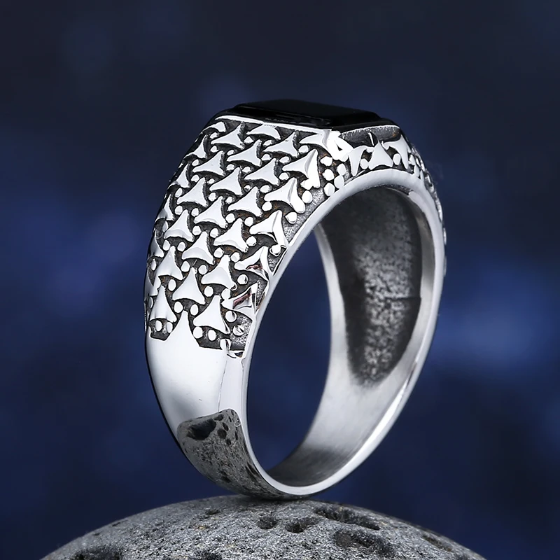 2024 New 316L Stainless Steel Geometric Stone Ring For Man Women Couple Gift Fashion Dropshipping Design