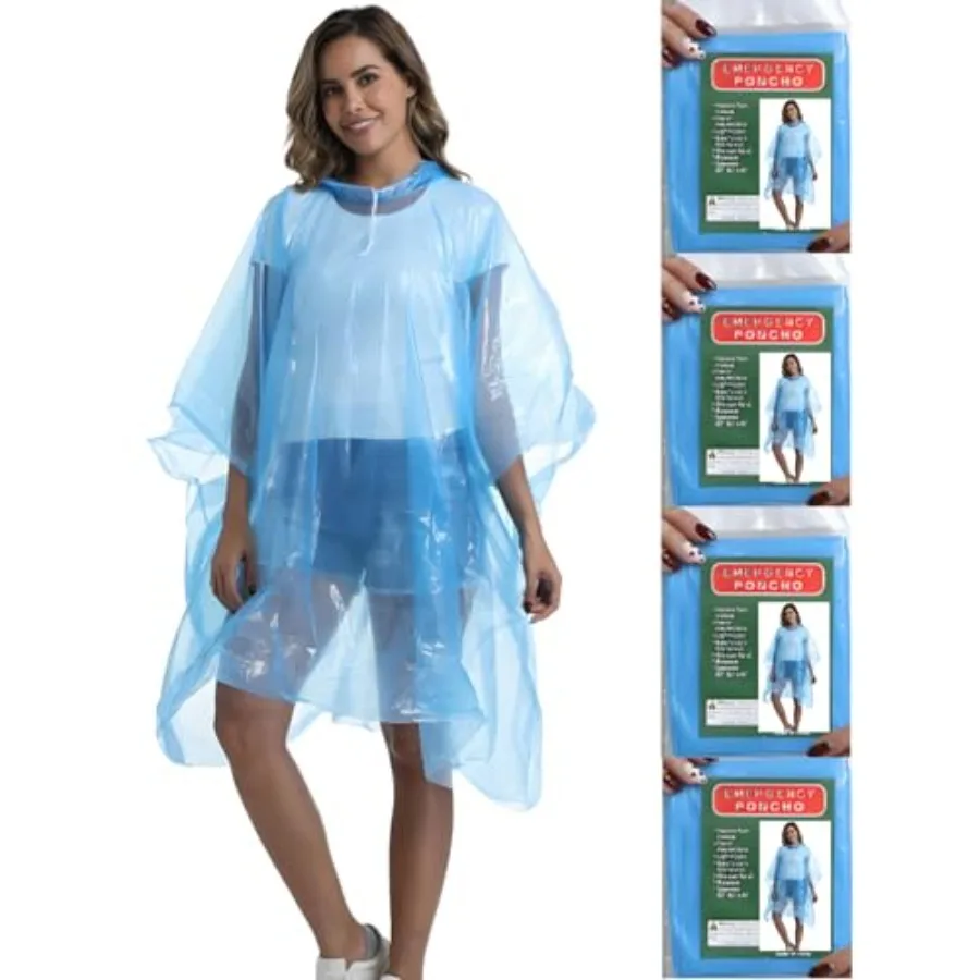 

4/6/12 Pack Disposable Rain Ponchos for Adults - Emergency Rain Poncho for Camping Hiking Travelling