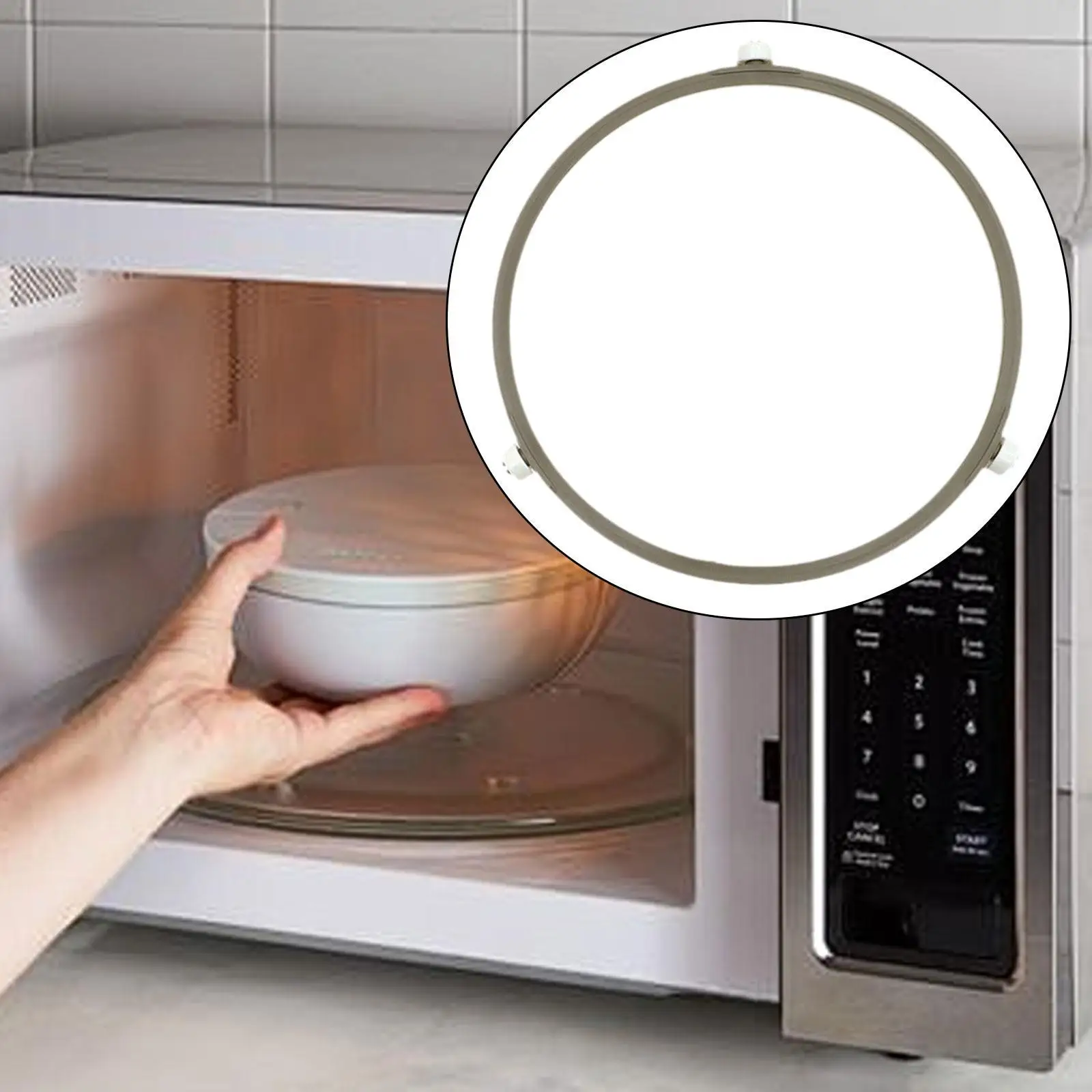 Кольцо поворотного стола для микроволновой печи, высокопроизводительные детали, простая установка, портативный прочный стеклянный поднос, держатель, аксессуары