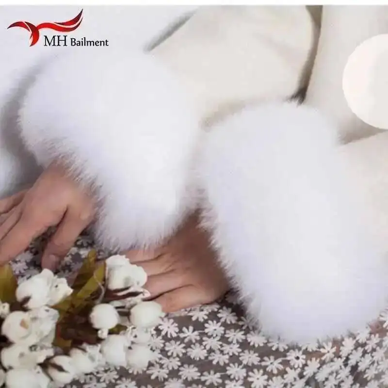 Genuine Fox Fur Cuffs For Women Winter Coat Keep Warm Wristband Ring Fashion Sweater Decorate Arm Bracele Wristband Sleeve