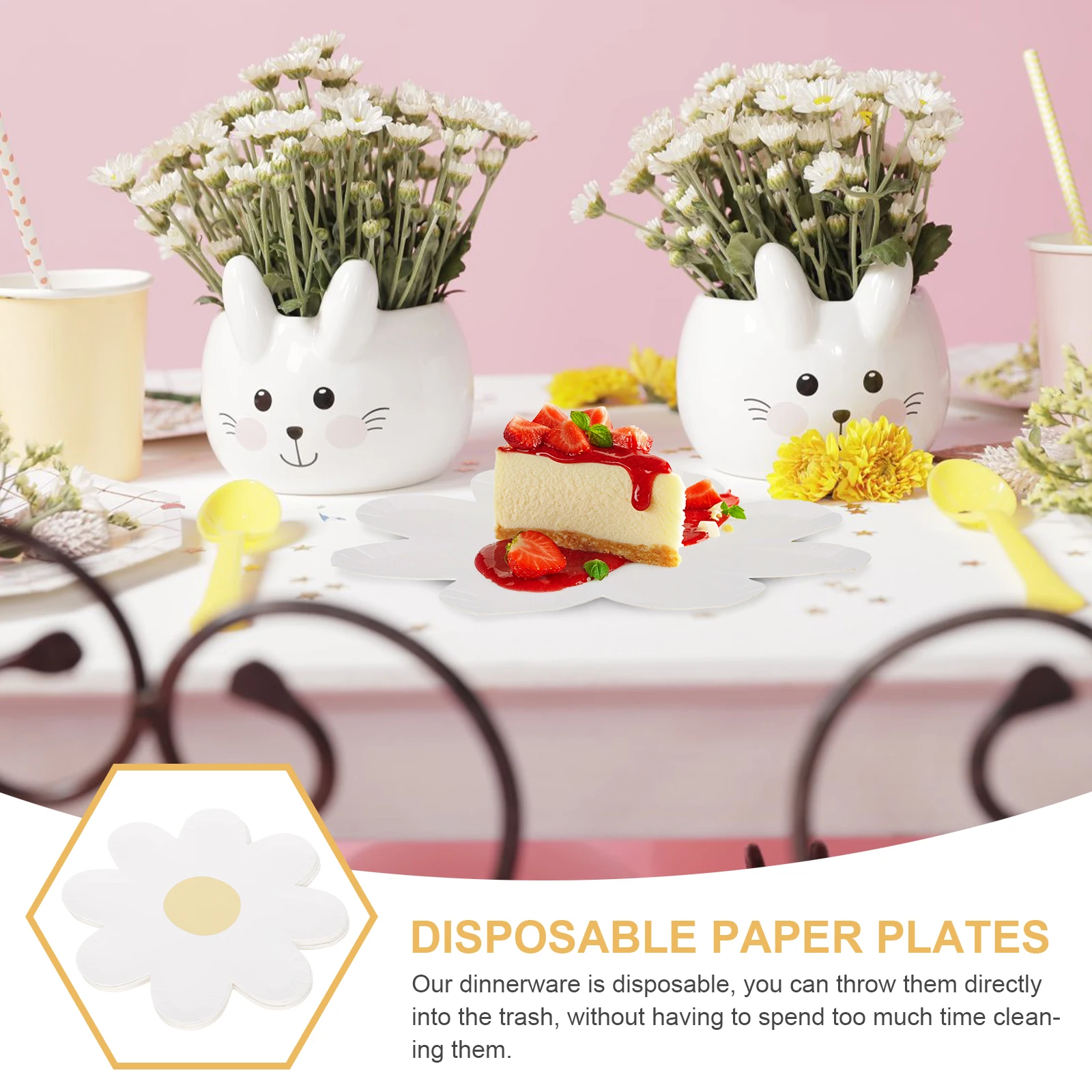 

20pcs Disposable Flower Plates Paper Dinnerware Hygienic Lightweight Party Supplies Cake Plates Food Delivery Services