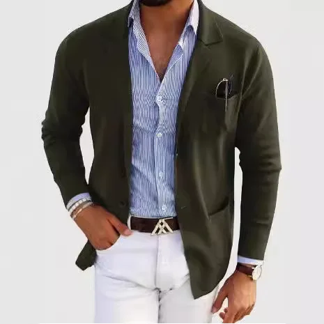 Men's Autumn Top Business Casual Print Double Buckle Blazer Men's Suit