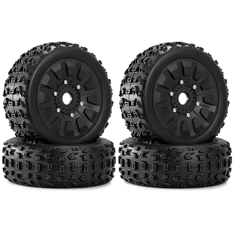 ABUM-17Mm Hex RC Off Road Rubber Wheels Tires 118.6X 42M For 1/8 Arrma Typhon For Kyosho RC Car Upgrade Parts Black