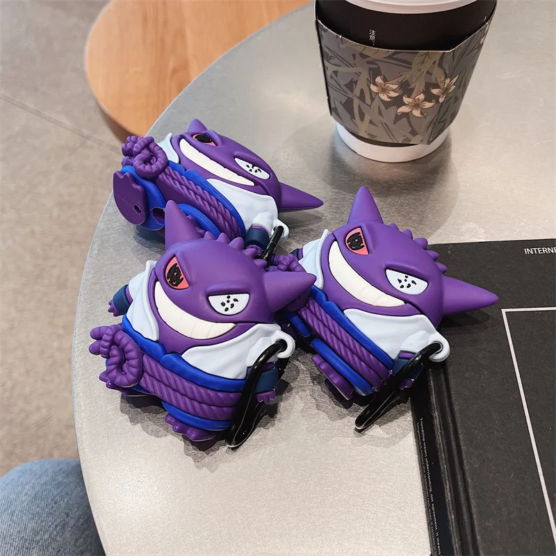 Kawaii Gengar حقيبة سماعة الاذن ل AirPods 1/2 3 Pro الكرتون سيليكون سماعة رأس بخاصية البلوتوث لينة الغطاء الواقي مع هوك الهدايا