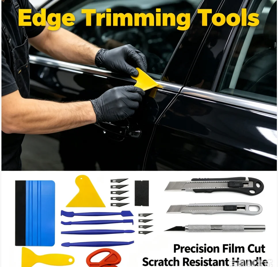 19Pcs/10Pcs Car Wrapping Vinyl Tool Kit Window Film Tint Tools Car Wrap Sticks Edge Trimming Squeegee Tinting Felt Edge Squeegee