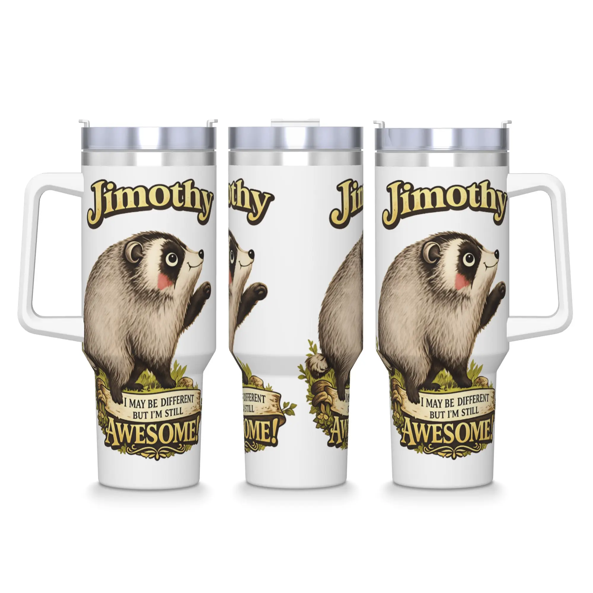 Stainless Steel Tumbler Jimothy The Raccoon Different Awesome Car Mugs With Straws  Beach Bottle Large Capacity Thermal Mug
