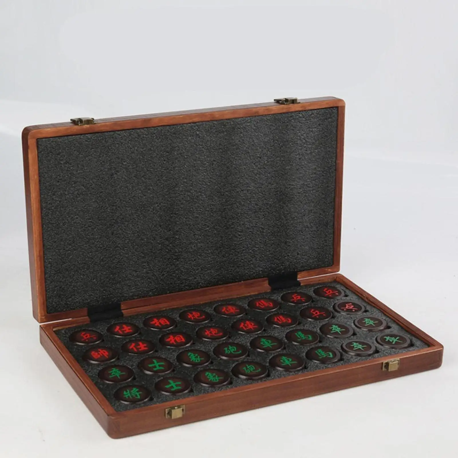 

Chinese Chess Set with Foldable Wood Board Portable Educational Game for Home or Travel