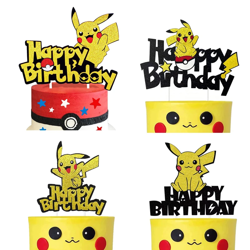 Pokémon Pikachu Cake Topper, Figura Anime, Decoração Da Festa, Feliz Aniversário Enfeites, Kids Gift Supplies