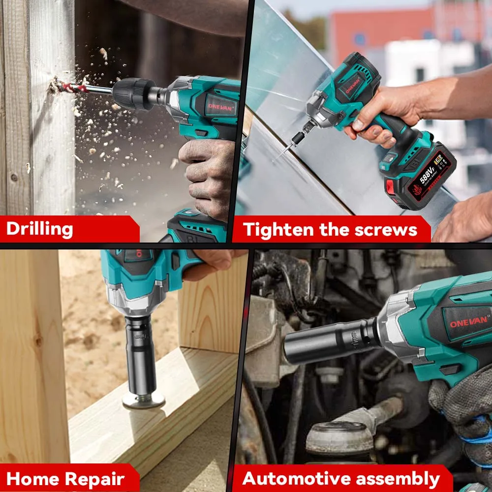 1200N.M Brushless Electric Impact Wrench 1/2Inch Cordless Electric Wrench Socket Screwdriver Power Tools For Makita 18V Battery