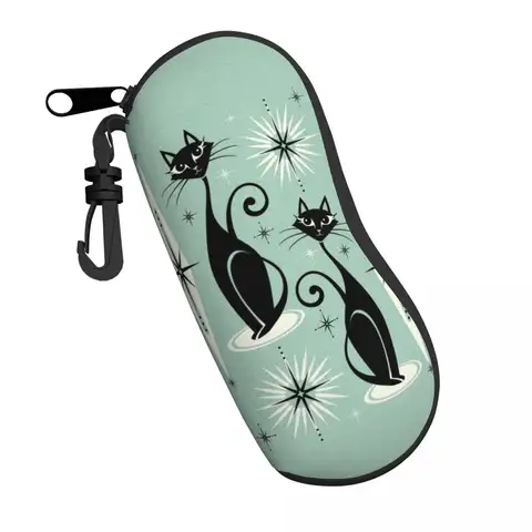 Mid Century Atomic Black Cats Meow Shell Glasögonfodral Cool Vintage-stil Tecknad Kattunge Glasögonfodral Solglasögonskyddsask 8 best sales atomkatt - №8