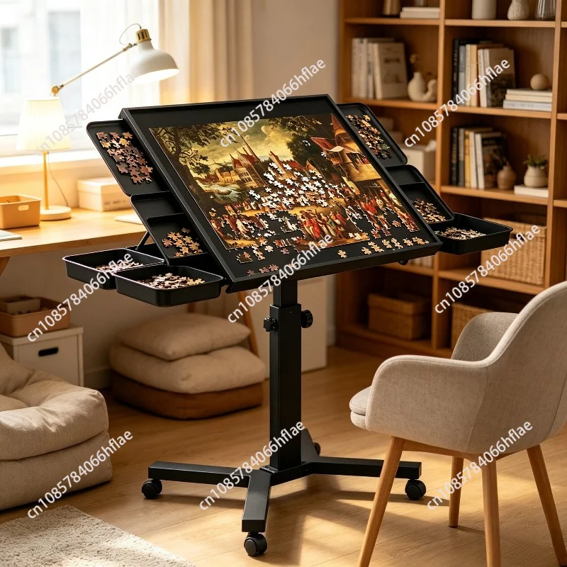 Height Adjustable Metal Ergonomic Table Multi-purpose Jigsaw Puzzle Worktable for Adult Puzzle Making