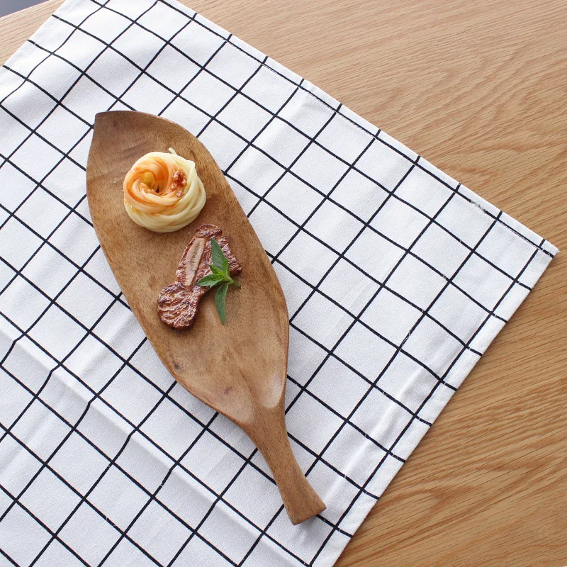 European Home Dining Mat with Rustic Grid Cotton and Linen Simple and Fashionable Square Napkins Exquisite Desktop Decoration