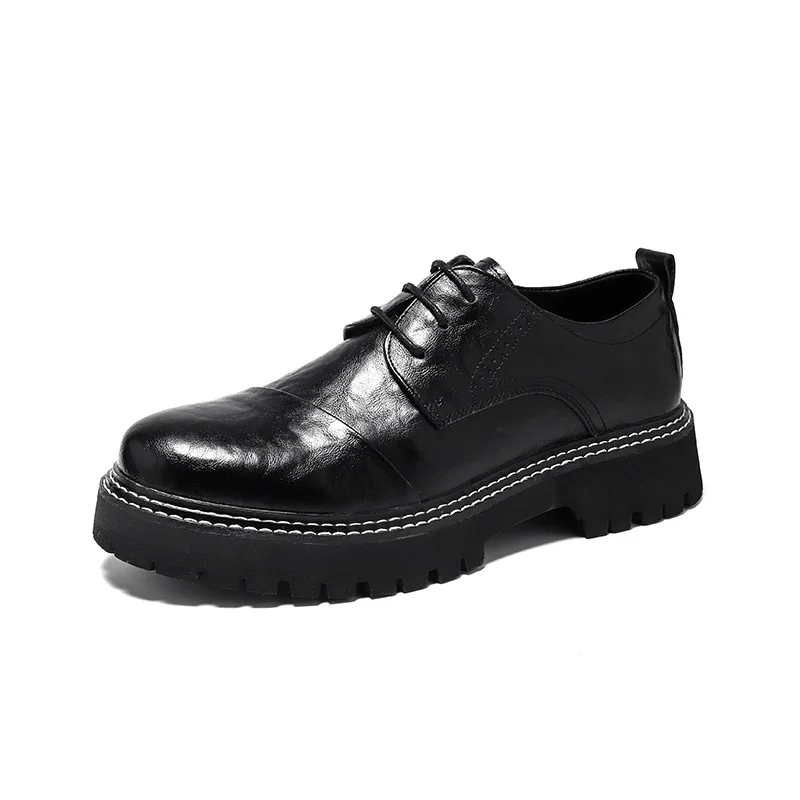 

Increase Leather Derby Shoes for Men Fashion Casual Designer Platform Shoes Male English Black Autumn Winter Men's Dress Shoes