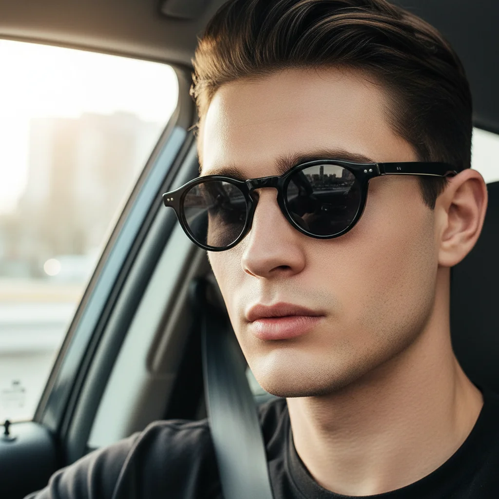 Neue passende Retro-Sonnenbrille mit rundem Rahmen und UV-Schutz für Herren und Damen, Auto-Sonnenbrille 9002