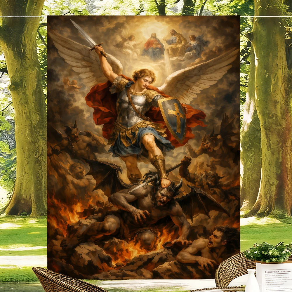 St Michael Archangel Angel Catholic Flag Suitable For Outdoor Camping Parties Weddings Living Room And Bedroom Decoration