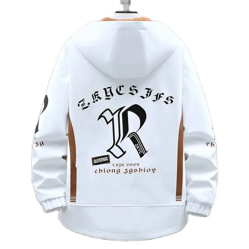2025 New Autumn Hooded Jacket Men Breathable Outwear Male Patchwork Color Streetwear Comfortable Casual Clothing Plus Size
