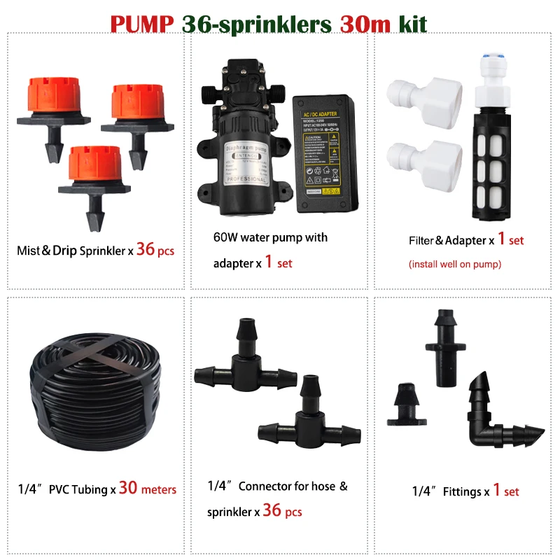 10 متر نظام الري في الحديقة التلقائي مايكرو رذاذ المنقط طقم الري بالتنقيط مع مضخة فتيلة ذاتية 1/4 "نباتات الري
