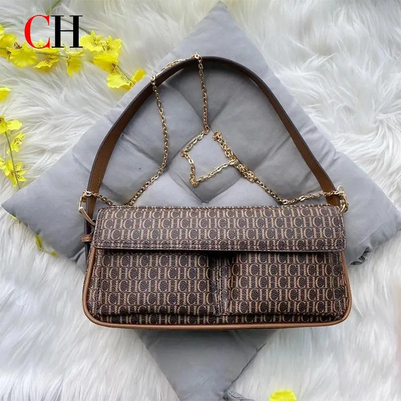 

Женская сумка через плечо CH с металлической цепочкой, винтажный дизайн, незаменимая вещь для работы, повседневная офисная сумка для женщин, на каждый день