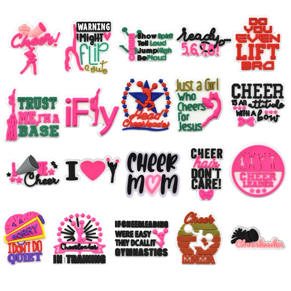 20PCS/set Cheerleader PVC Shoe Charms for Clogs Sandals Cheerleading Shoe Accessories Decorations for Young People Adults