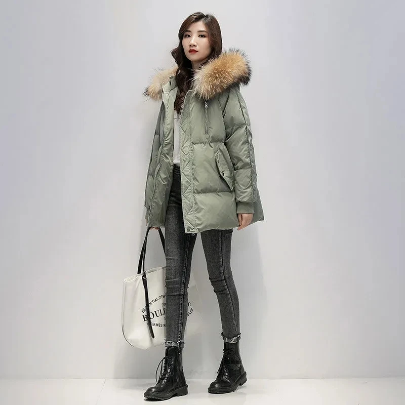 2024 New Warm Thicken Loose Down Jacket Women Winter Short Jacket Hooded Fur Collar Cotton Coat Korean Female Parkas Basic Coat