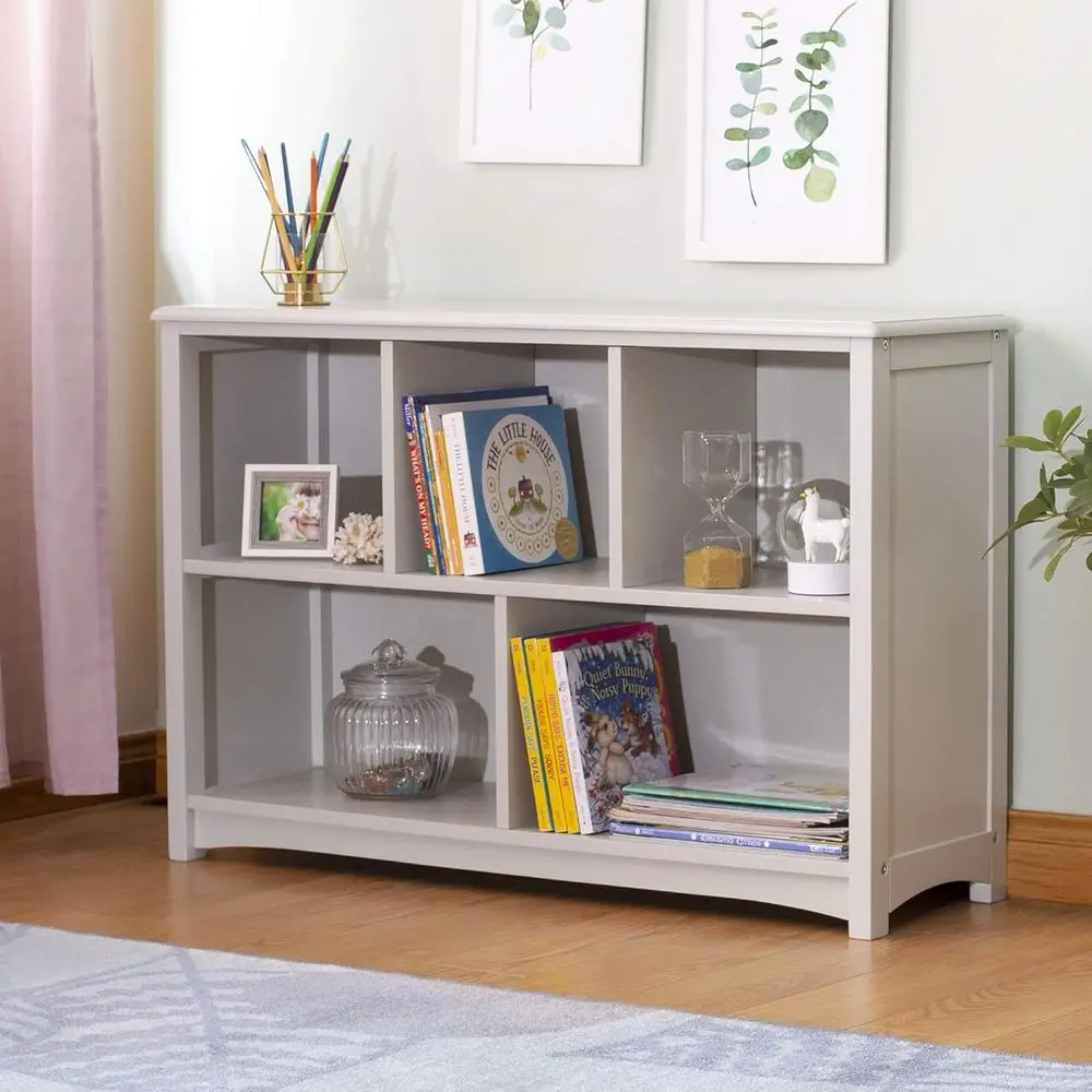 

Gray Wooden 5-Shelf Storage Unit for Kids' Toys, Books, and Playroom Essentials