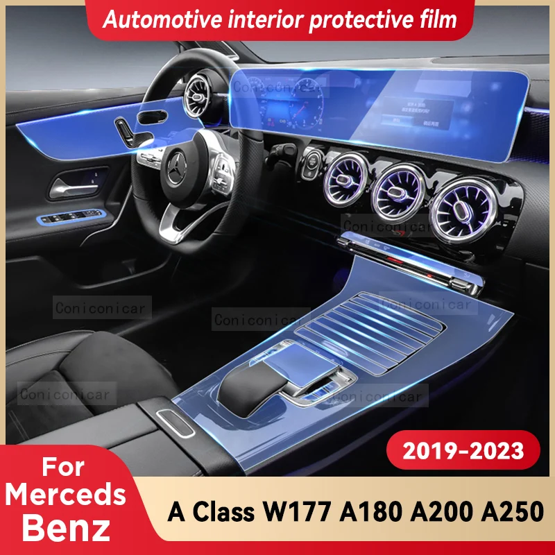 

For Merceds Benz Class A W177 A180 A200 A250 2019-2023 Car Interior Center Console TPU Protective Film Anti-scratch Repair film