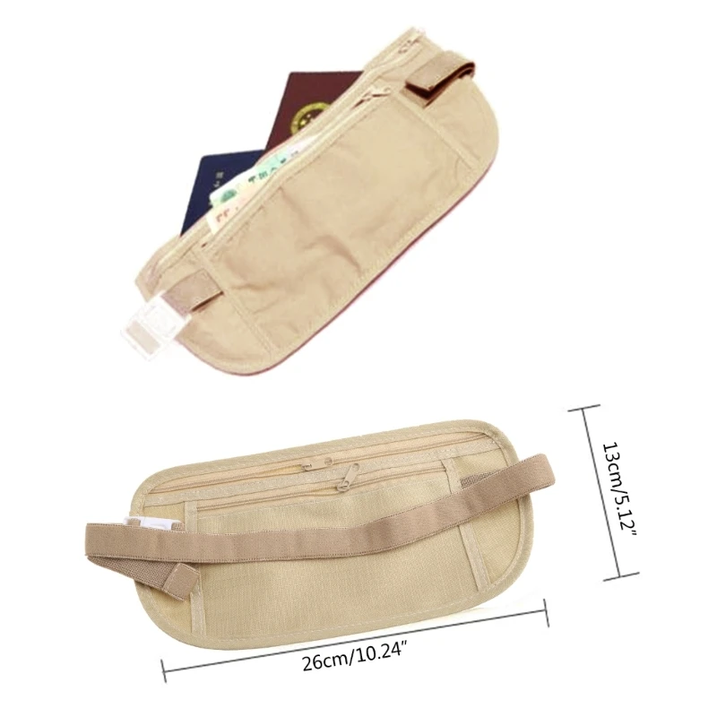 แบบพกพา Secure Travel เข็มขัดเงินภายใต้ฝาครอบซ่อนการปิดกั้นกระเป๋าสตางค์ Anti-Theft Passport Fanny Pack สำหรับผู้ชาย dropship