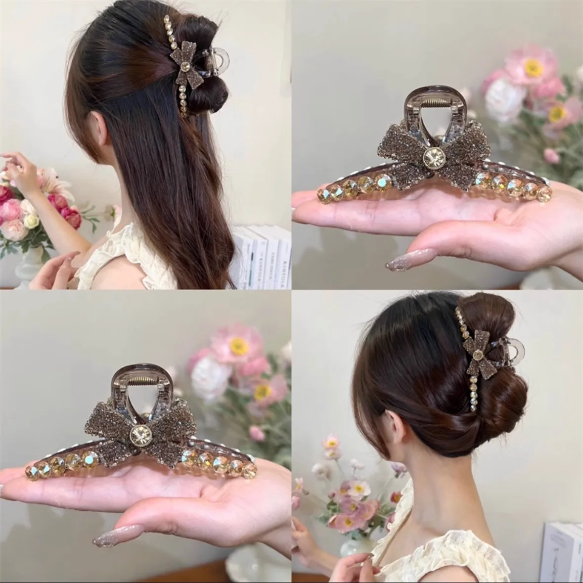 Maillard Sparkling Pearl Bow Large Hairpin for Japanese and Korean Girls Elegant and Fashionable Headwear Hairpin