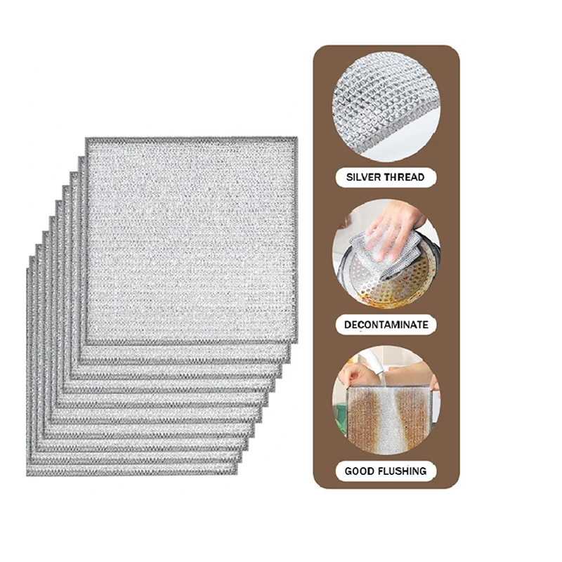 Paños de alambre multiusos para platos, toallas de té de alambre, limpia platos de alambre húmedo y seco, resistente a los arañazos, 5/10/20 piezas