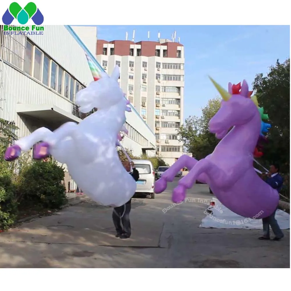 Adult White Inflatable Horse Costume With LED Lights Wearable  Unicorn Suits Animal Mascot For City Parade Party Show