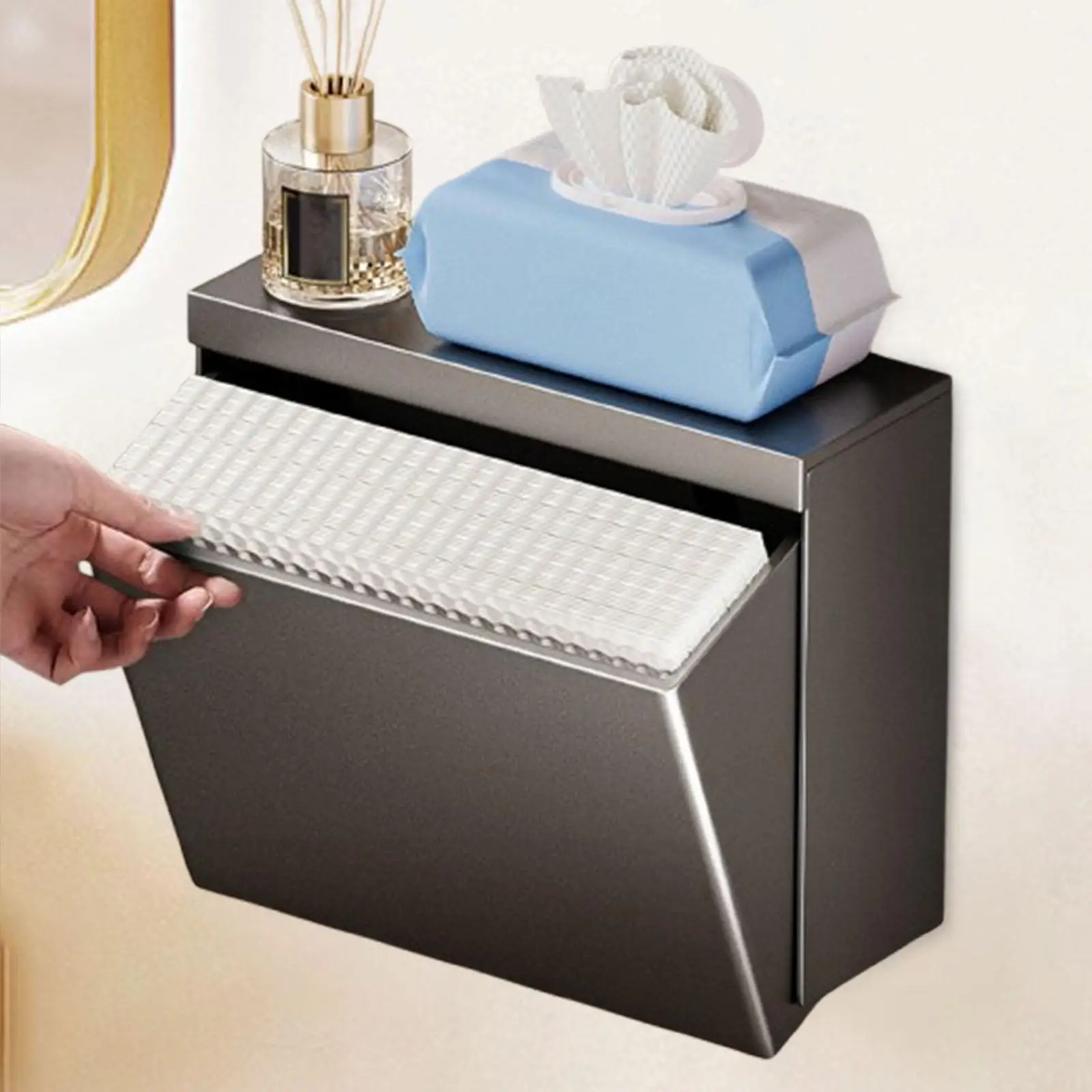 Tissue Box Stylish Aluminum Toilet Paper Holder Facial Tissues Dispenser Wall