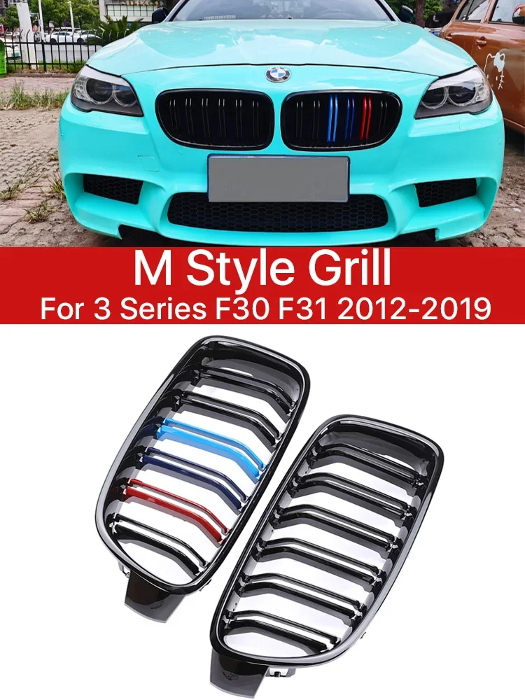 

New! M3 Front Bumper Kidney Grill Carbon Fiber M Style Diamond Chrome Grille Cover For BMW 3 Series F30 F31 F35 2012-2019 320i 3