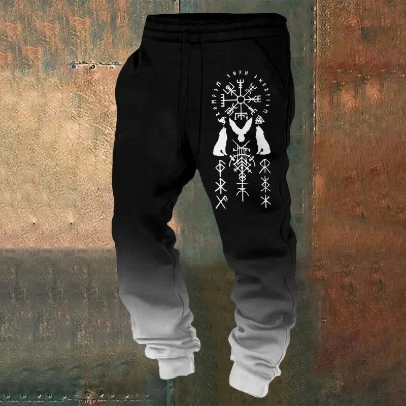 Men's Viking Retro Horde Celtic Odin Triangle 3D Printed Casual Pants with Drawstring Warmth Leg Tights Sports Pants