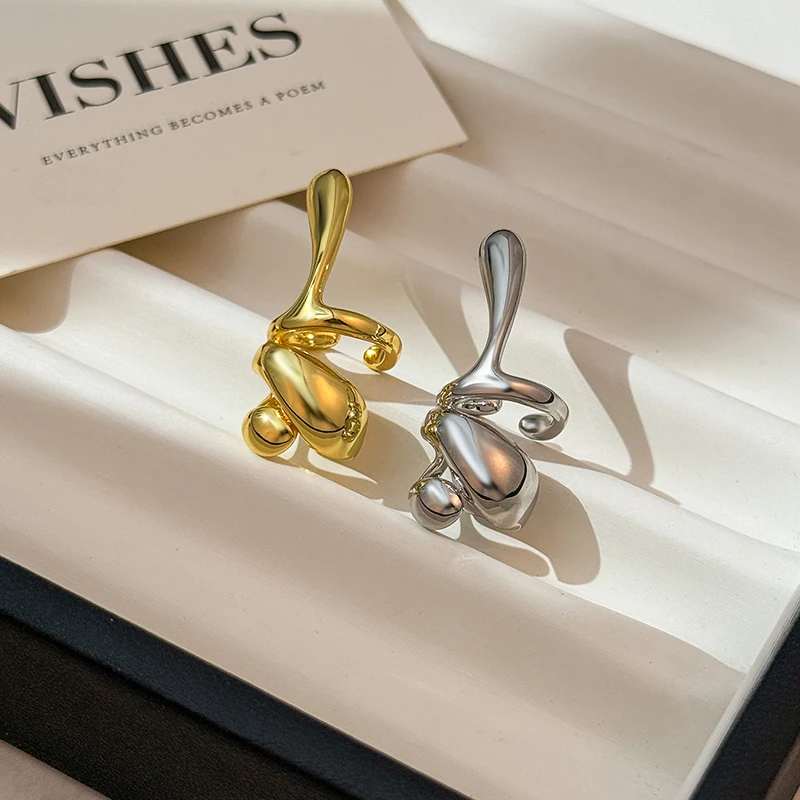 ENSHIR Irregular Geometric Smooth Earrings for Women Creative Unique Personality Niche Ear Cuff Jewelry Gifts Wholesale