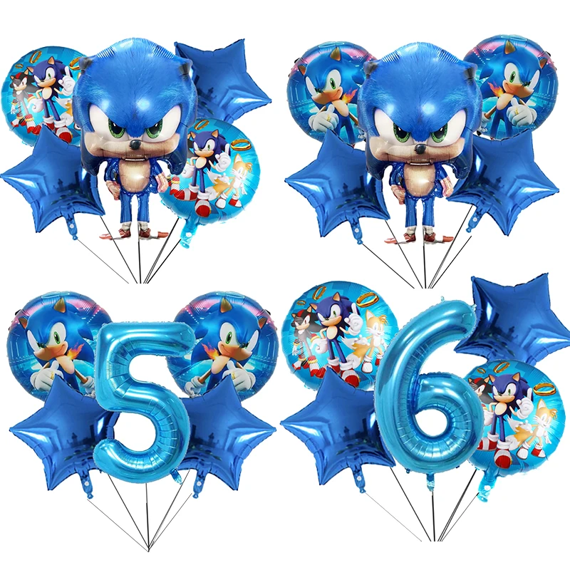 

5pcs Sonics Foil Balloons Cartoon Creative 1-10 Number Balloon Set Festival Party Decorations Kid Baby Shooting Props Anime Toys