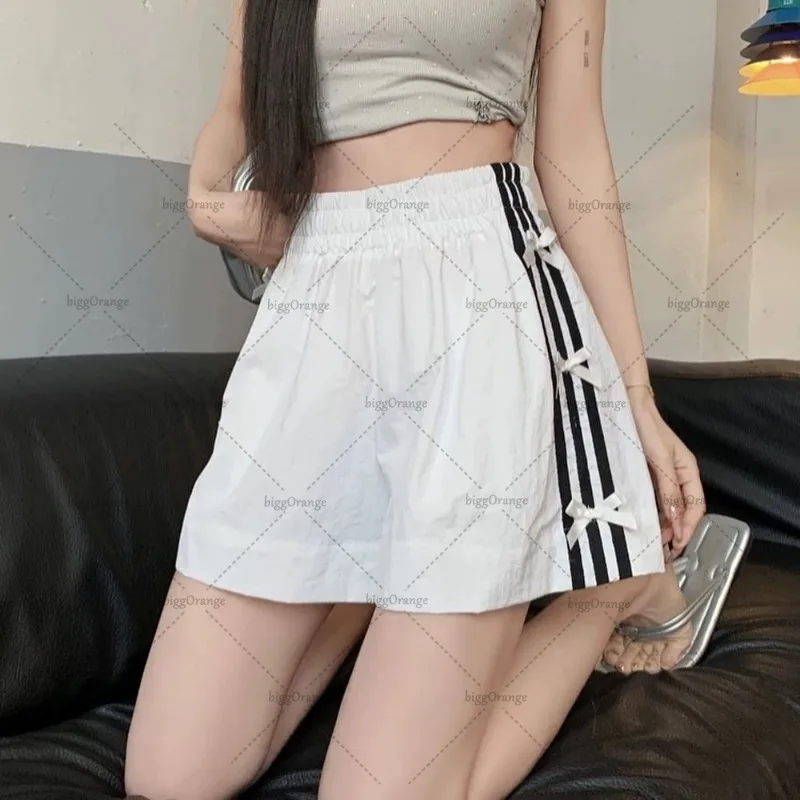 2024 American Street Retro Harajuku Y2K Loose Slim Casual Shorts Women Bow Tie Fashion Versatile Oversized Sports Pants Women