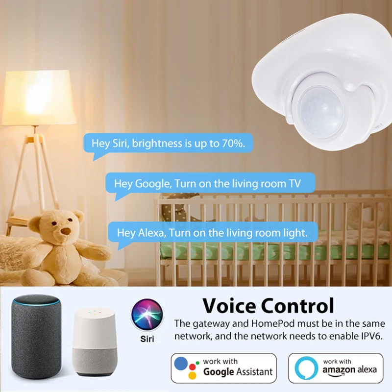 Tuya Matter Sensore di movimento Sensore intelligente del corpo umano Movimento del corpo Gateway wireless Smart Home per Alexa Google Assistant Homekit