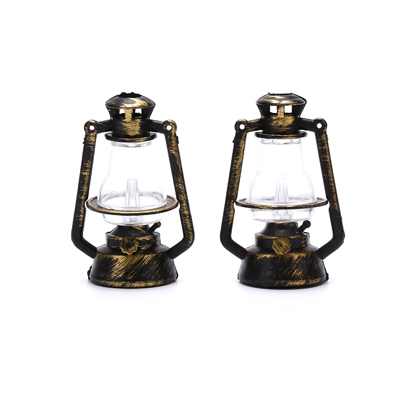 1PC Mini Furniture Miniature Toys 1:12 Dollhouse Retro Bronze Kerosene Lamp with LED Built In Children Baby Gift Toy