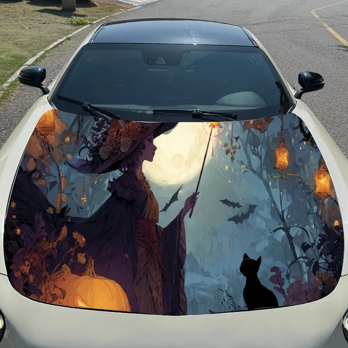 معالج رائع - ملصقات غطاء محرك السيارة للقطط - غلاف فينيل ذاتي اللصق ومقاوم للماء ومتين، يزين ويحمي سيارتك، مناسب لـ Fo #3