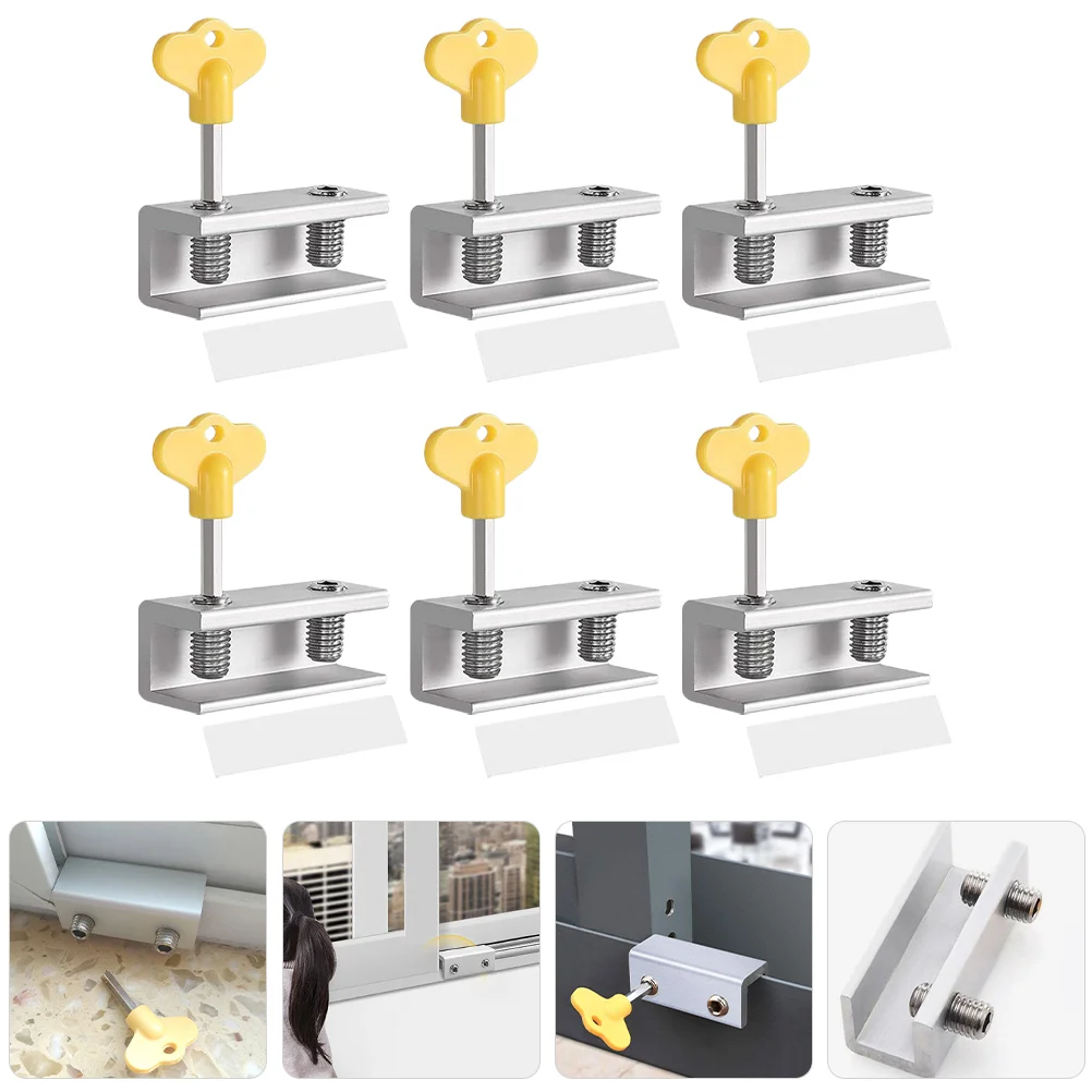 6 Pcs Security Window Lock Travel Door Limiting Sliding Stopper Aluminum Alloy Locks Baby