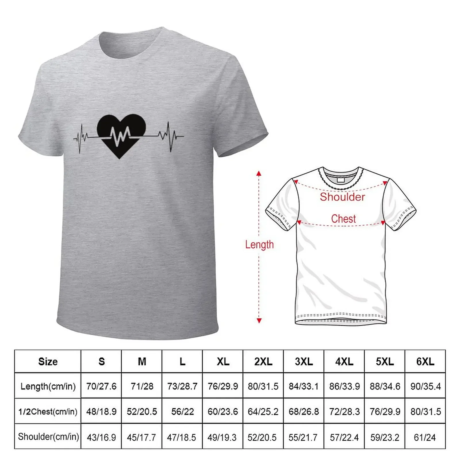 wawe heartbeat T-Shirt cheap stuff summer tops t shirt men 100℅ cotton