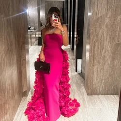 Thinyfull Formal Mermaid Prom Evening Dresses Strapless 3D Flower Satin Party Dress 2025 Night Cocktail Prom Gowns Customized