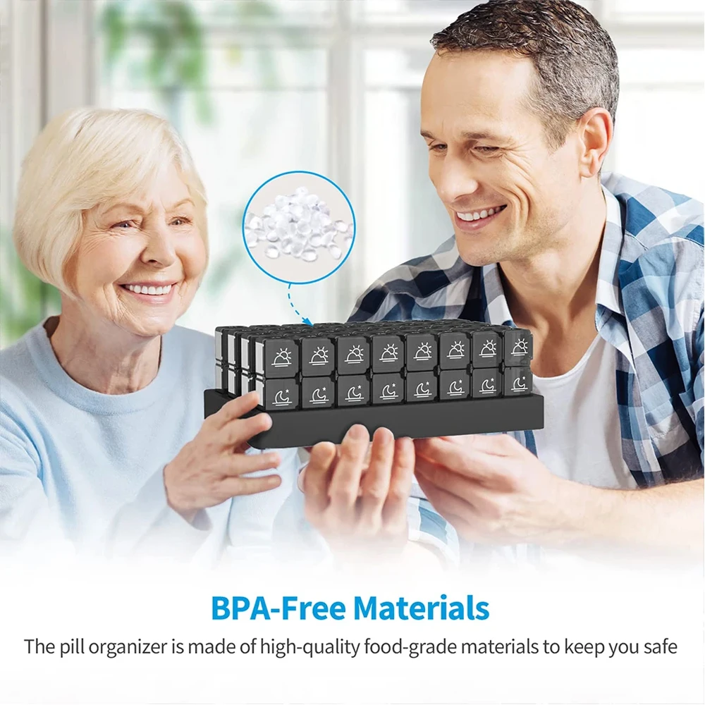 1PCS Monthly Pill Organizer 2 Times A Day, One Month Pill Box AM PM, 31 Day Pill Case Small Compartments To Hold Vitamin