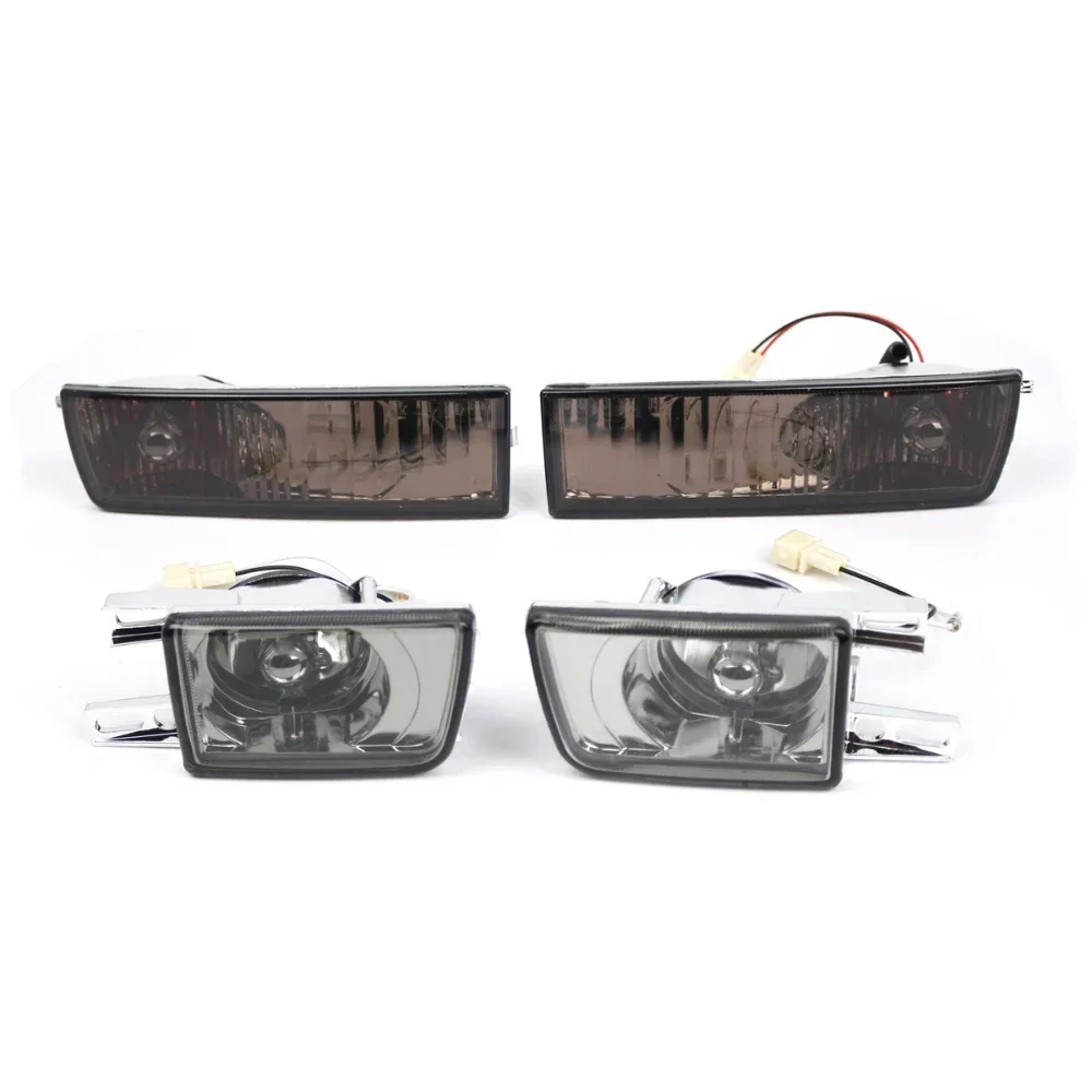 4PCS Set Car Smoked Front Bumper Fog Light + Turn Signal Lamp for VW Golf 3 1992 1993 1994 1995 1996 1997