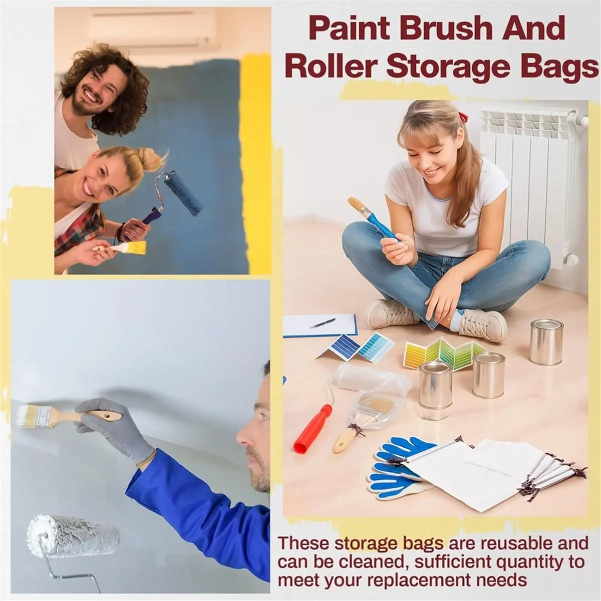 

НОВЫЕ 20 шт. чехлы для кистей и валики, прозрачные пластиковые пончо для краски, сумка для хранения влажных кистей для хранения валика, органайзер для влажной обработки