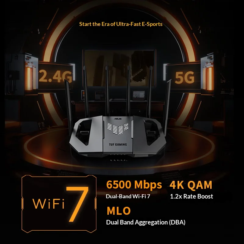 ASUS WiFi7 TUF GAMING BE6500 Roteador para jogos Ai Router Home WiFi Roteamento de grupo aleatório