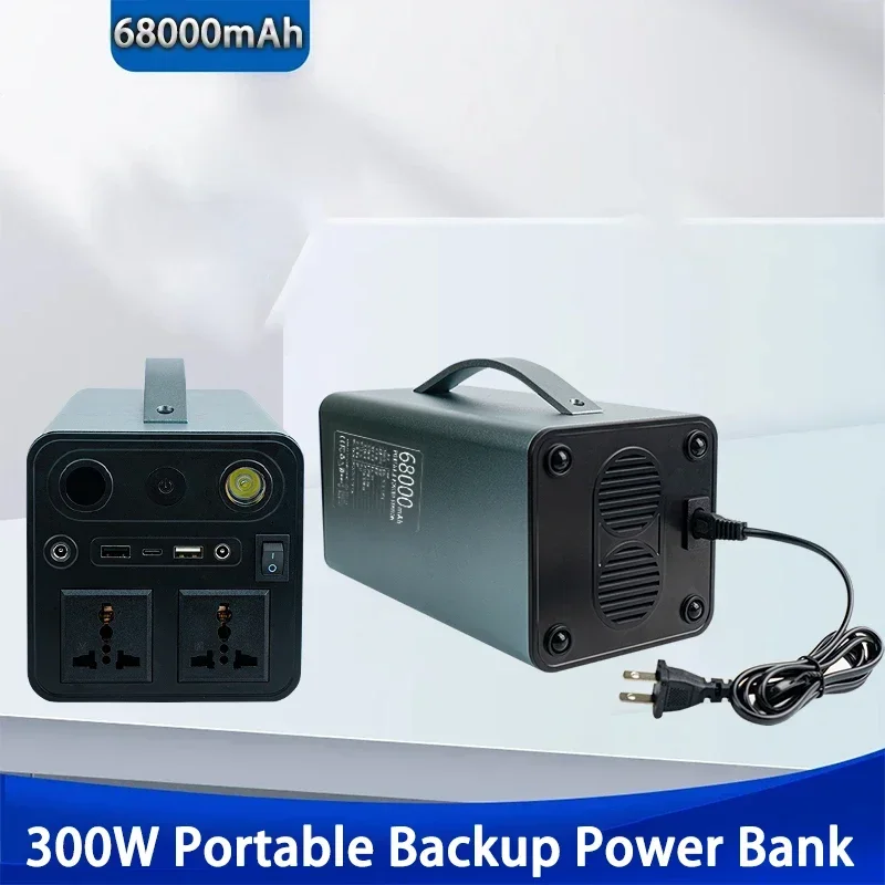 300W Power Supply Station Solar Generator 68000mAh Portable Spare Battery Powerbank 110V 220V LED Lighting For Outdoor Camping